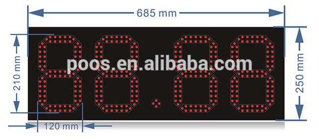 Diseño especial Marruecos 8 '' Single Red 888.8 Señal digital de precio de gas