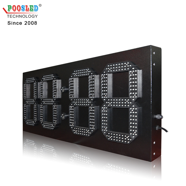 Reloj de pared LED 88:88 de un solo segmento blanco impermeable de 12 pulgadas y 7 segmentos