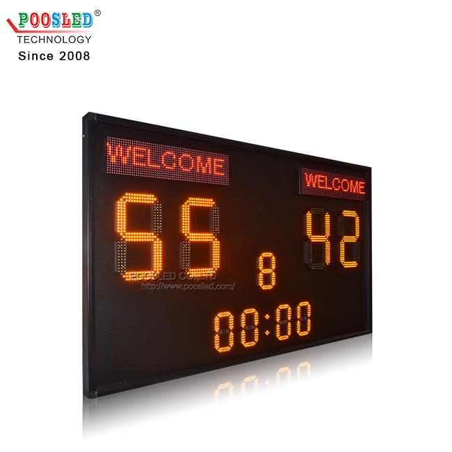Marcador de fútbol LED amarillo al aire libre de buena calidad Ip65 15 '' + 8 ''